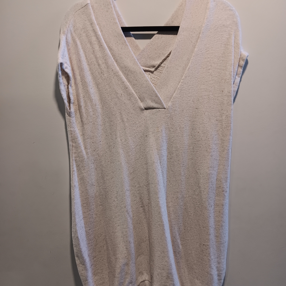 Cream V-Neck Women's Sweatshirt Dress